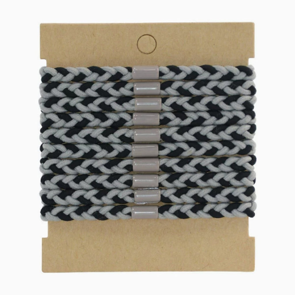 Braided Rope Hair Clips Black White Grey – hair accessories (view 1)
