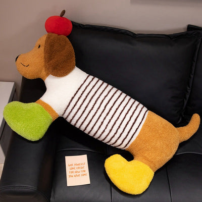 Cartoon apple dachshund pillow - Red