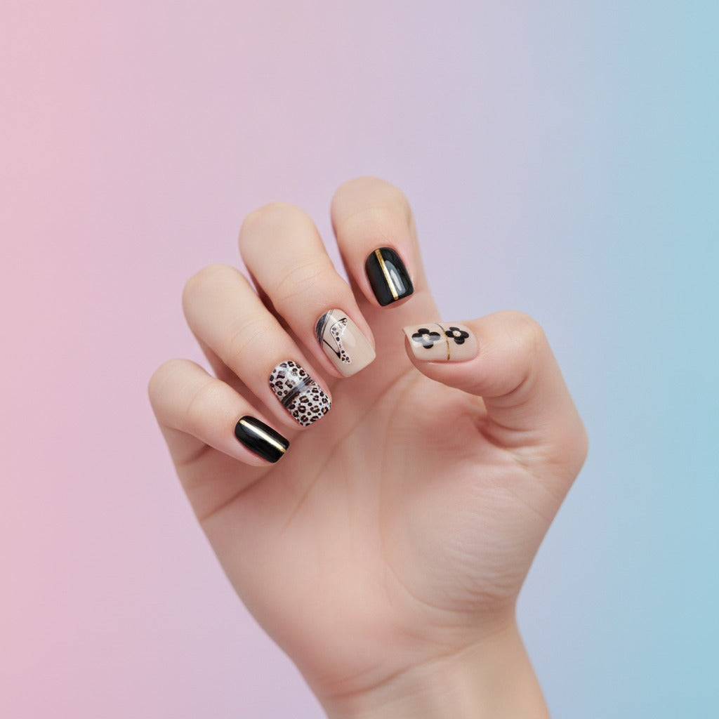 Leopard & Nude Press-On Nail Set