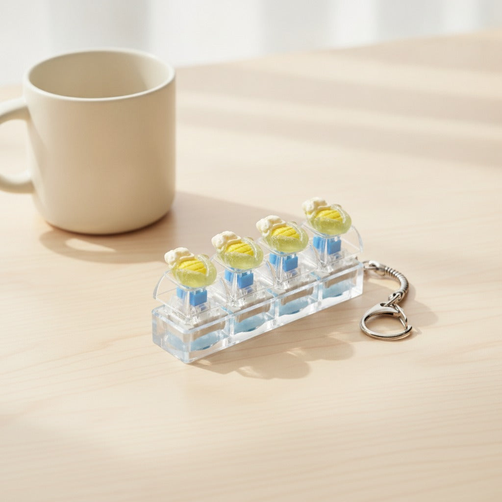 Angry Cookie Keychain - Clear Base Corn