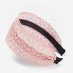 Embroidered Lace Padded Headband - Pink
