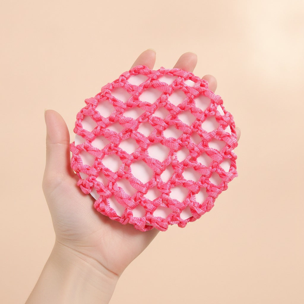 Crochet Mesh Hair Net - Rose Red