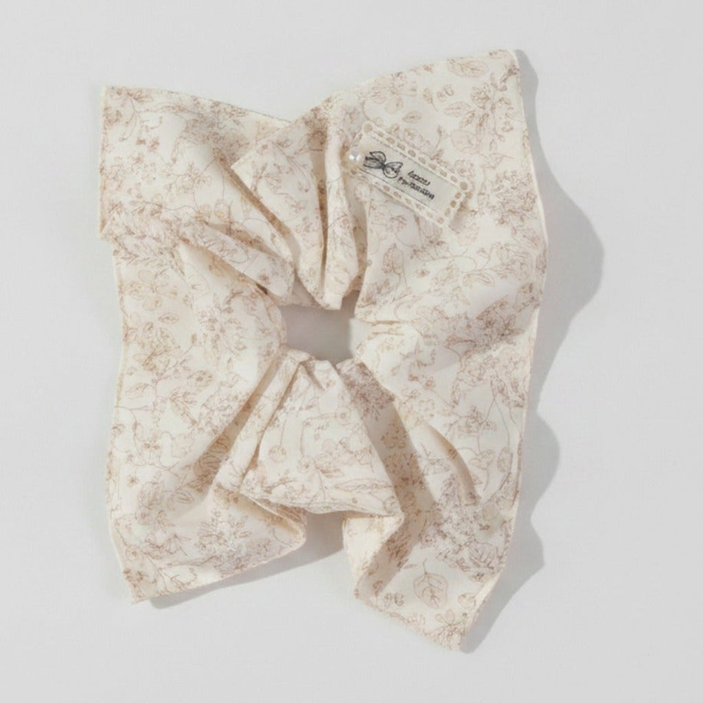 Floral Print Bow Hair Tie Scrunchie – hair accessories (view 1)