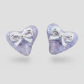 Purple Heart Bow Stud Earrings – jewelry (view 1)