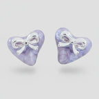 Purple Heart Bow Stud Earrings – jewelry (view 1)