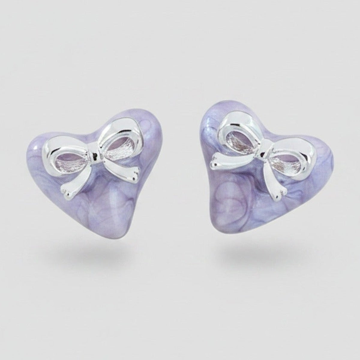 Purple Heart Bow Stud Earrings – jewelry (view 1)