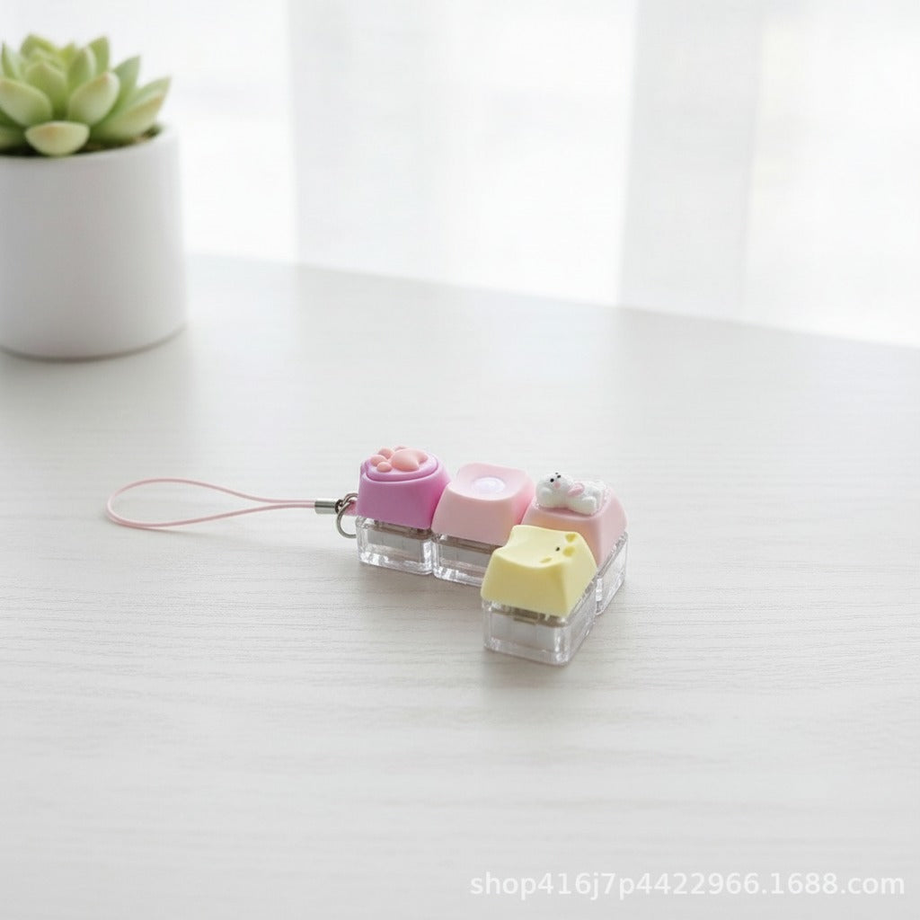Cute Pup Light-Up Keychain - Pink