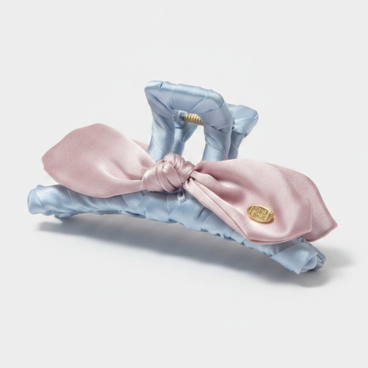 Velvet Bow Hair Claws Pink Gray – hair accessories (view 1)