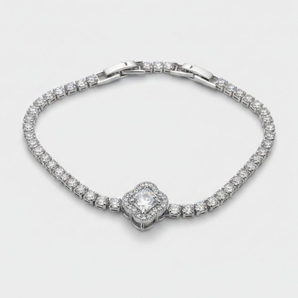 Silver Cushion Cut Diamond Rhinestone Tennis Bracelet – jewelry (view 1)