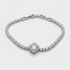 Silver Cushion Cut Diamond Rhinestone Tennis Bracelet – jewelry (view 1)