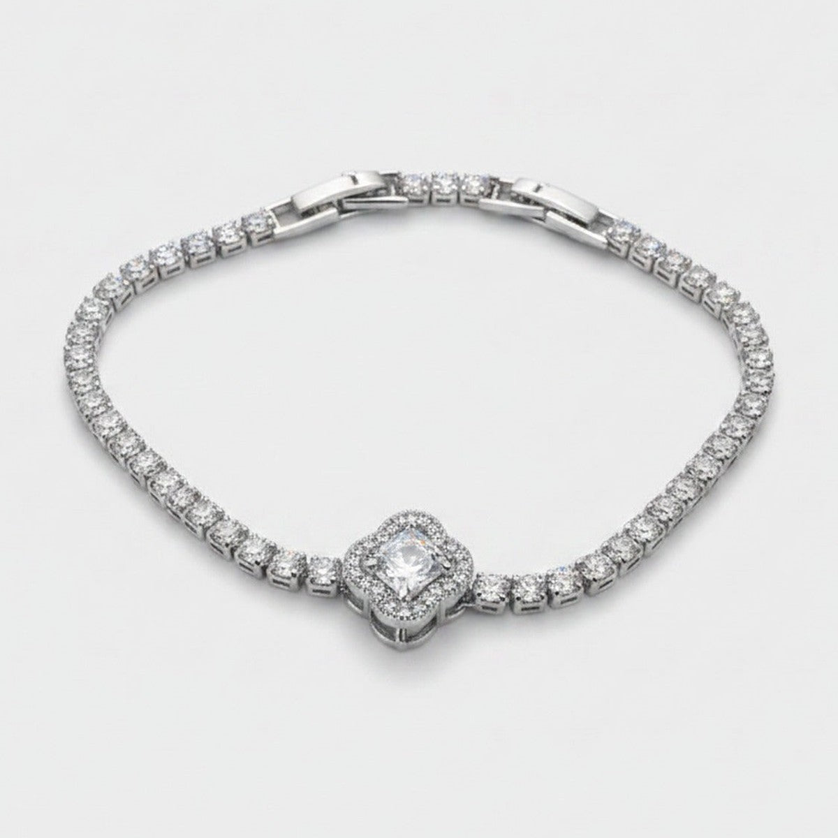 Silver Cushion Cut Diamond Rhinestone Tennis Bracelet – jewelry (view 1)