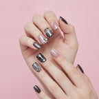 Glam Gem Press-On Nail Set - Pink & Charcoal