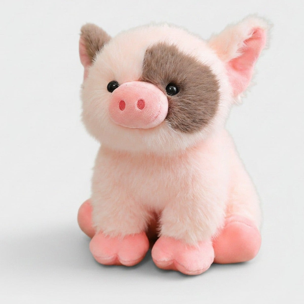Adorable Pink Plush Pig Toy With Gray Face Patch – novelty & toys (view 1)