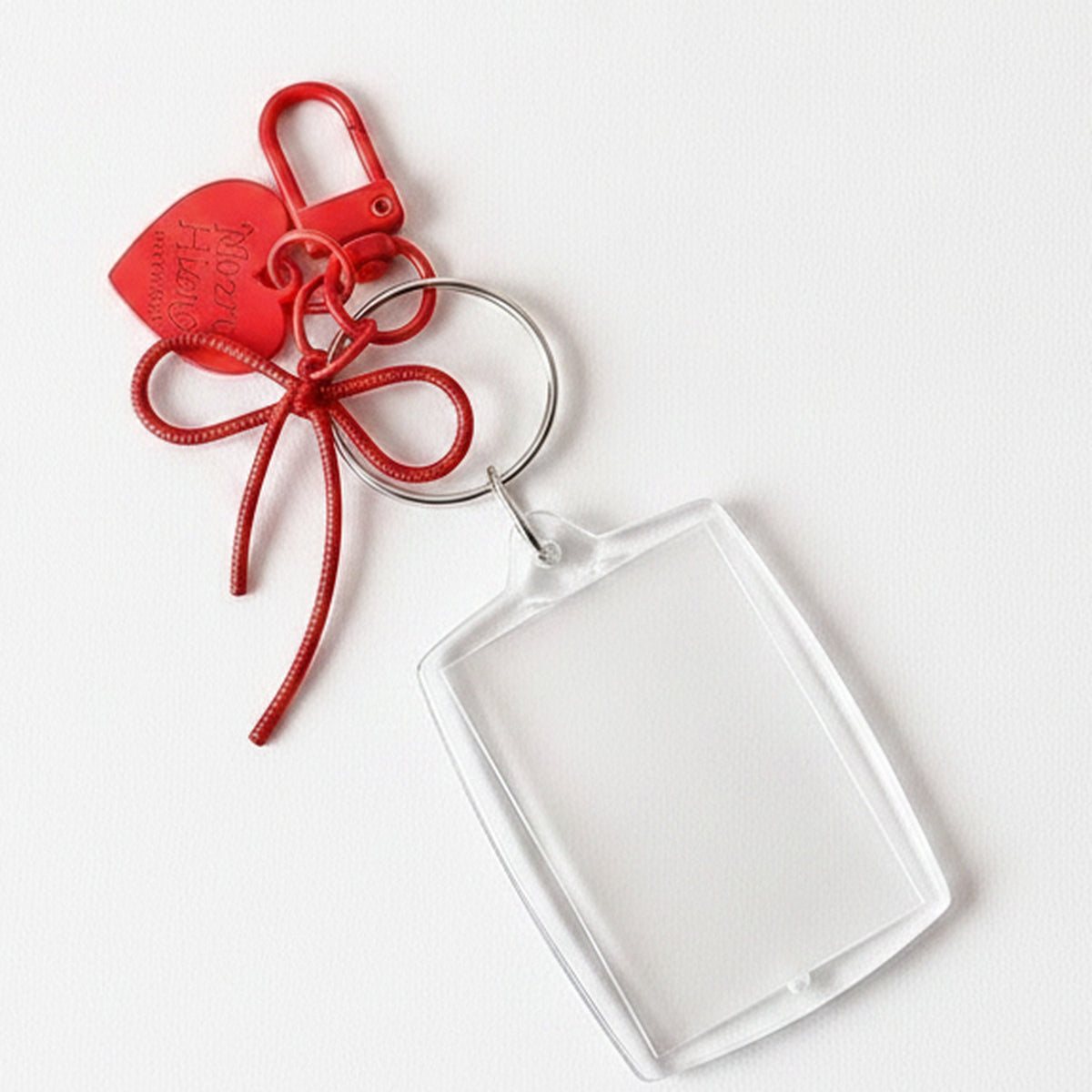 Clear Acrylic Photo Frame Keychain with Bow - Style 3 – novelty & toys (view 1)