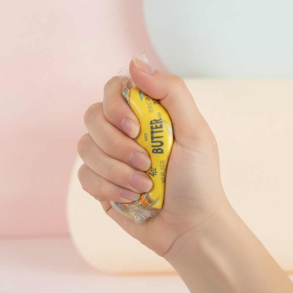 Psychedelic Marbled Butter Sticks 4oz - squeeze in hand