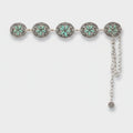 Turquoise Flower Chain Link Belt With Charm Drop – scarves & belts (view 1)