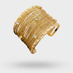 Gold Textured Rhinestone Cuff Bracelet – jewelry (view 1)