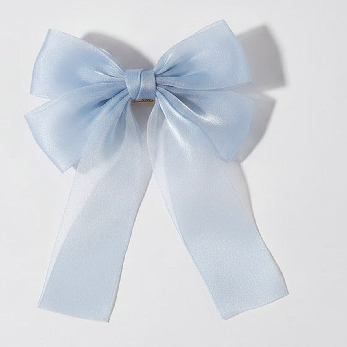Satin Bow Hair Claw - Blue