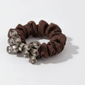 Burgundy Rhinestone Bow Scrunchie Hair Tie – hair accessories (view 1)