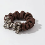 Burgundy Rhinestone Bow Scrunchie Hair Tie – hair accessories (view 1)