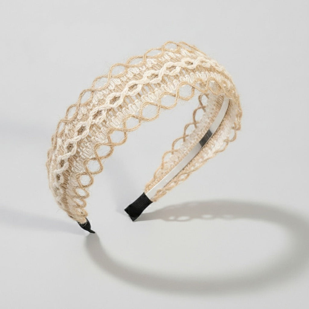 Delicate Lace Padded Headband - Cream Lace