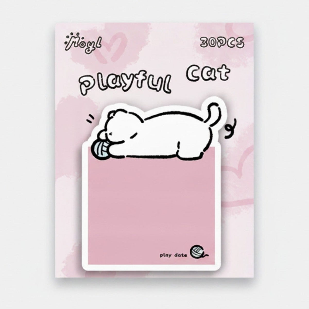 Playful Cat Pink Sticky Note Pad – stationery (view 1)