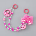 Pink Beaded Acrylic Keyring With Bow Charm – novelty & toys (view 1)
