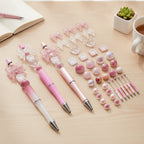 Customizable Bead Pen & Charm Set - Pink Ribbon