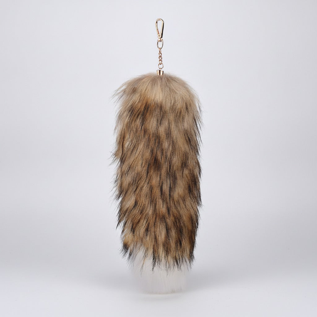 Fluffy Faux Fur Tail Keychain - Tan