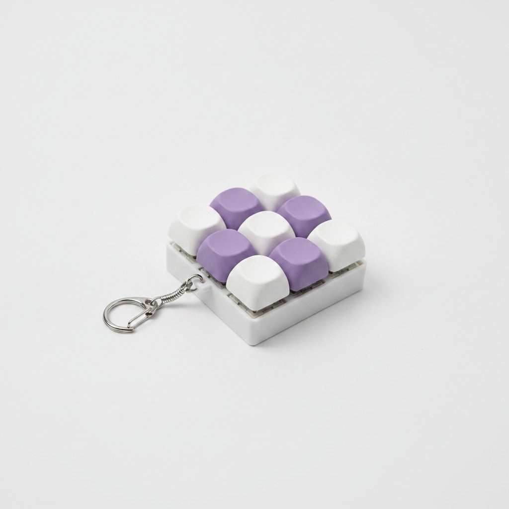 Mini Keyboard Key Keychain - White & Purple