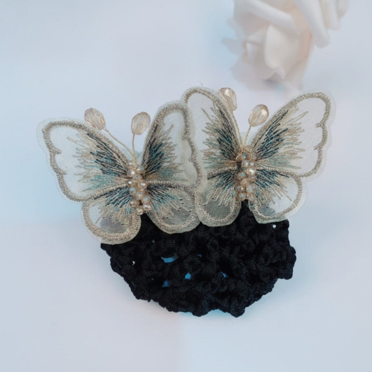 Embroidered Butterfly Hair Claw - Champagne