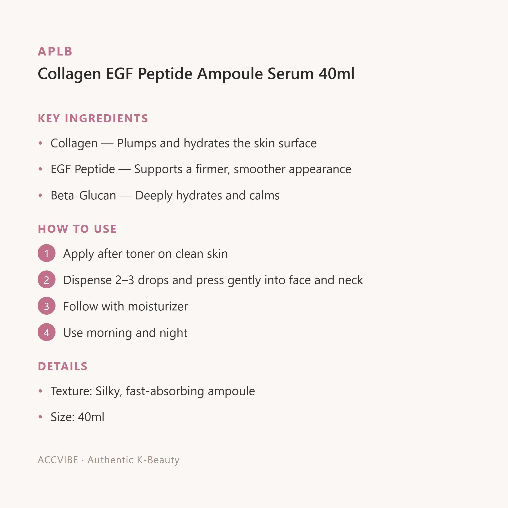Collagen EGF Peptide Ampoule Serum 40ml