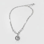 Coin Portrait Pendant Necklace - Silver