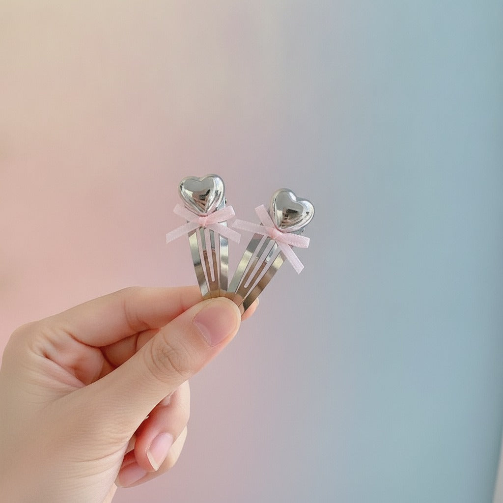 Bow Ribbon BB Clip Set - White Bow