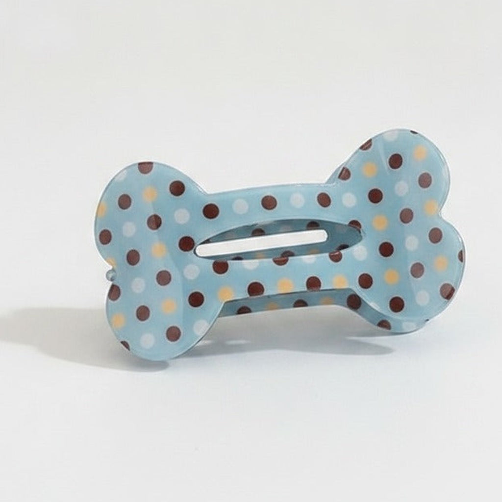 Polka Dot Bone Hair Claw - Blue Polka Dot