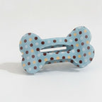 Polka Dot Bone Hair Claw - Blue Polka Dot