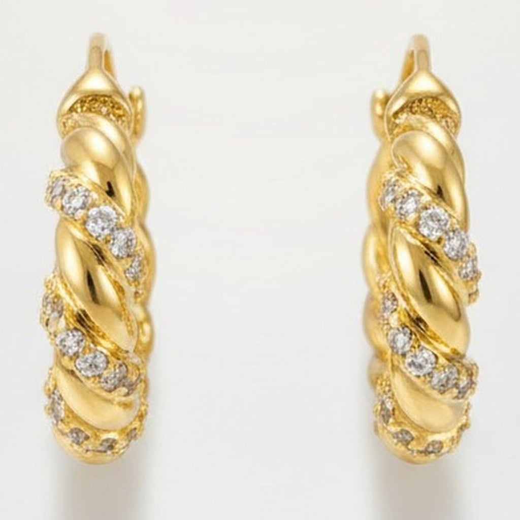Elegant Sparkling Twisted Hoop Earrings – jewelry (view 1)