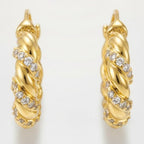 Elegant Sparkling Twisted Hoop Earrings – jewelry (view 1)