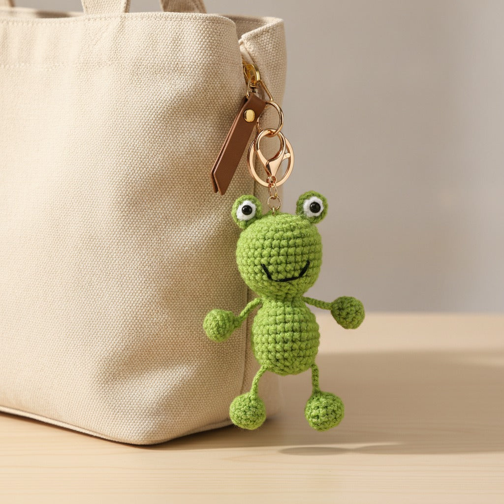 Tiny Bear Crochet Keychain DIY Kit - Frog