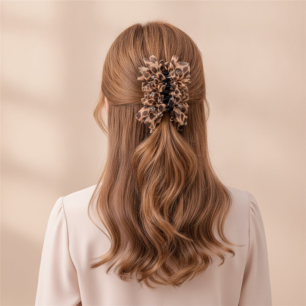 Leopard Print Hair Claw Clip - Leopard Brown