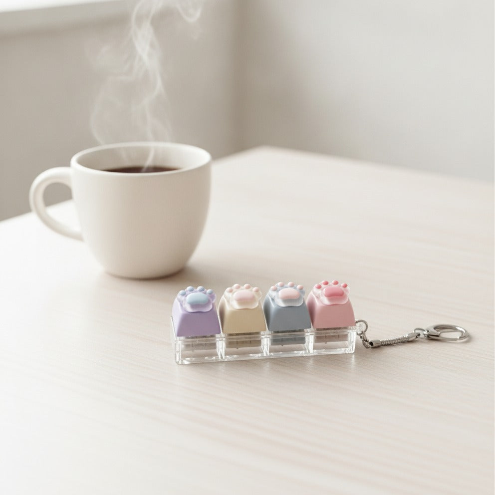 Mini Paw Pad Keychain - Clear Macaron Mix