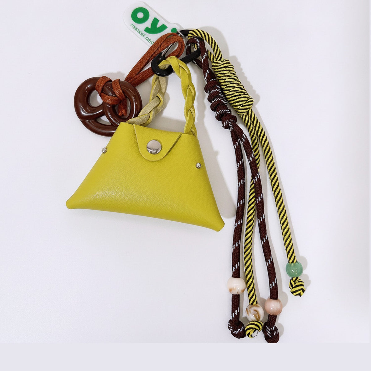 Mini Bag Keychain with Braided Rope - Yellow Bag – novelty & toys (view 1)