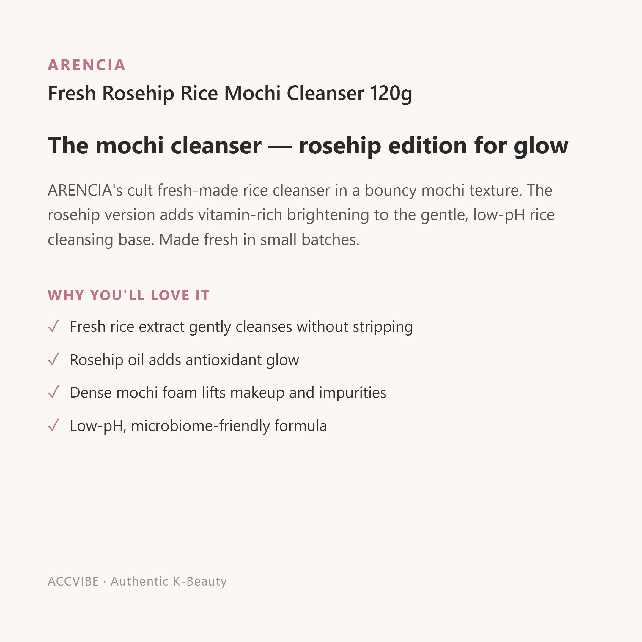 Fresh Rosehip Rice Mochi Cleanser 120g