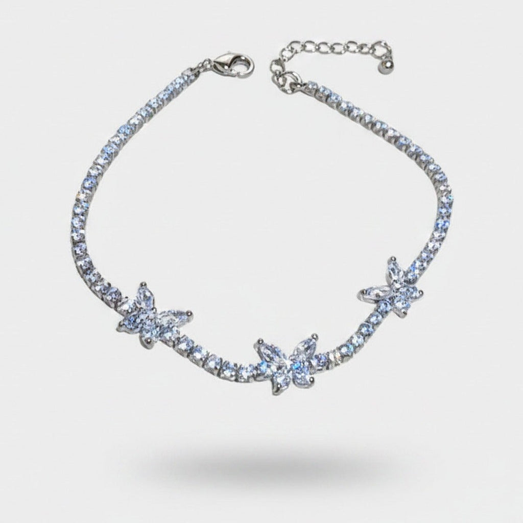 Silver Butterfly Rhinestone Tennis Bracelet – jewelry (view 1)