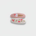 Embroidered Oval Hair Clip Duo Pink Ice Cream