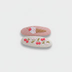Embroidered Oval Hair Clip Duo Pink Ice Cream