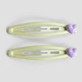 Heart Charm Hair Clips Pastel Green Purple – hair accessories (view 1)