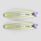 Heart Charm Hair Clips Pastel Green Purple – hair accessories (view 1)