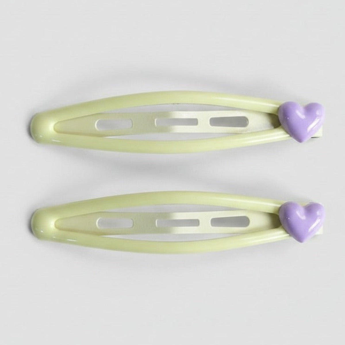 Heart Charm Hair Clips Pastel Green Purple – hair accessories (view 1)