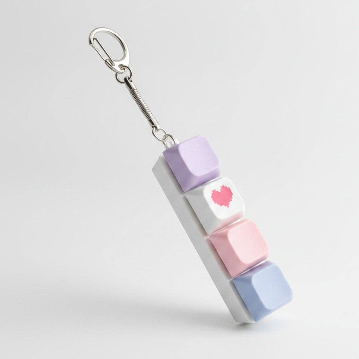 Lilac Heart Keycap Bar Keychain